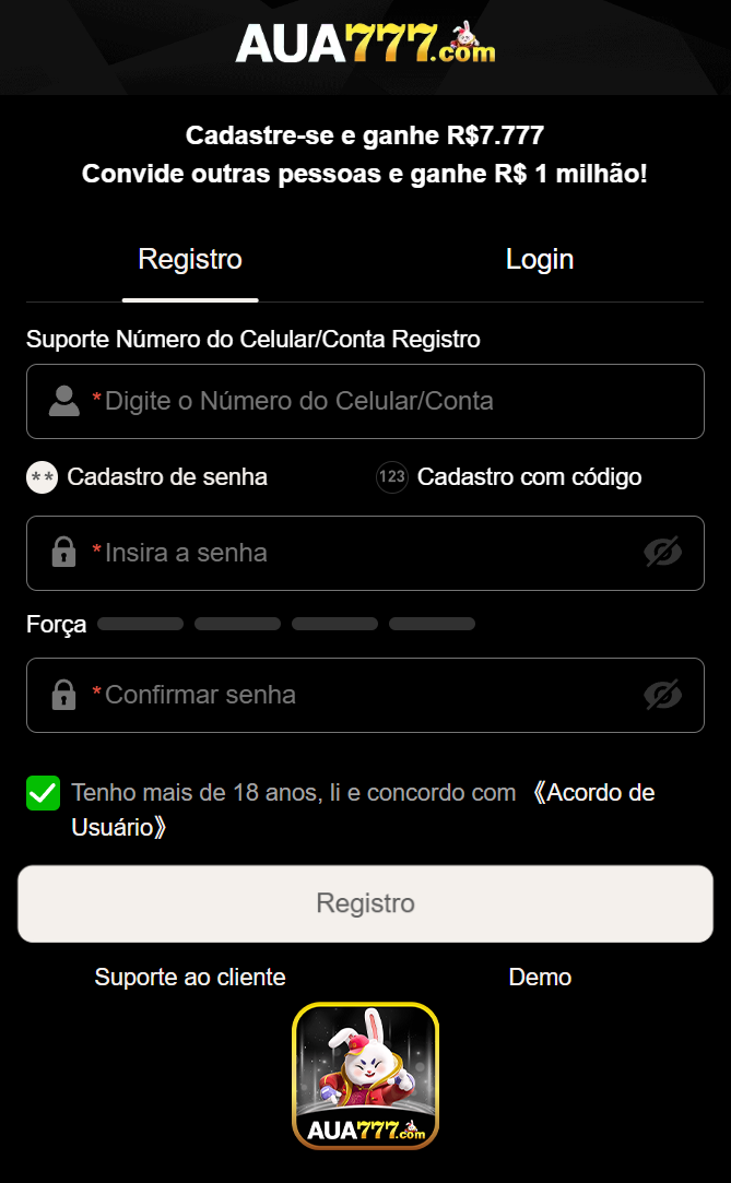 Cadastro rápido e seguro na aua777.com
